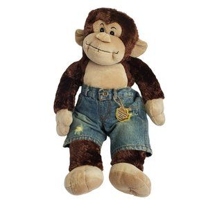 Build A Bear Brown Monkey Plush 18” with Jean Short Stuffed Animal